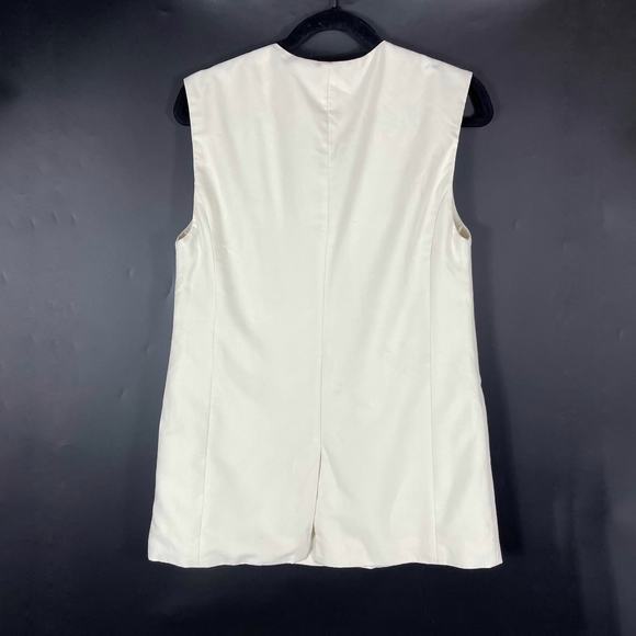 WeWoreWhat Relaxed Vest Ivory‎ Twill Button Front Flap Pocket Sleeveless Sz S - Picture 12 of 13